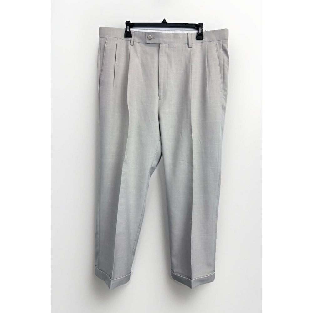 Louis Raphael Tailored Pleated Cuffed Pants Mens 38X27 Career Trousers LGrey